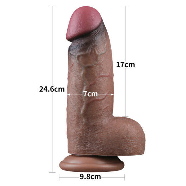 Lovetoy - 9.5 Inch Dual Layered Silicone Dildo XXL Brown - Image 2