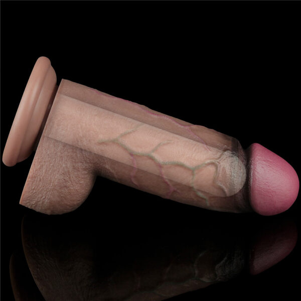 Lovetoy - 9.5 Inch Dual Layered Silicone Dildo XXL Brown - Image 4