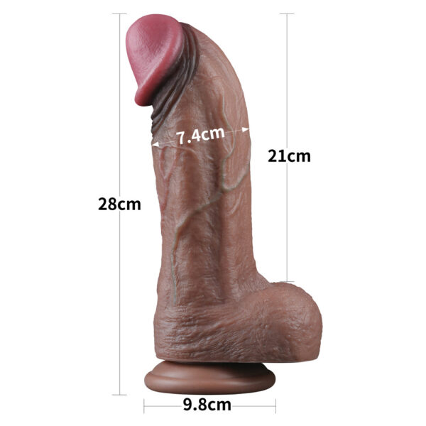 Lovetoy - 11 Inch Dual Layered Silicone Dildo XXL Brown - Image 2