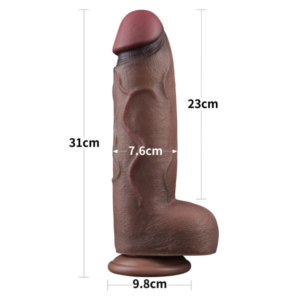 Lovetoy - 12 Inch Dual Layered Silicone Dildo XXL Brown - Image 2