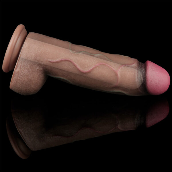 Lovetoy - 12 Inch Dual Layered Silicone Dildo XXL Brown - Image 4