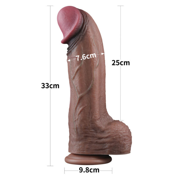 Lovetoy - 13 Inch Dual Layered Silicone Dildo XXL Brown - Image 2