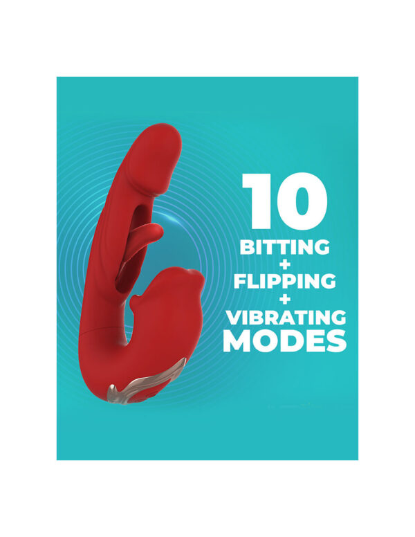 IntoYou - Mouty Biting & Flipping Rabbit Vibrator with App Red - Image 7