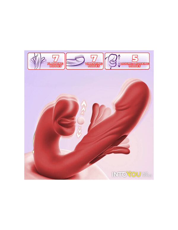 IntoYou - Mouty Biting & Flipping Rabbit Vibrator with App Red - Image 8