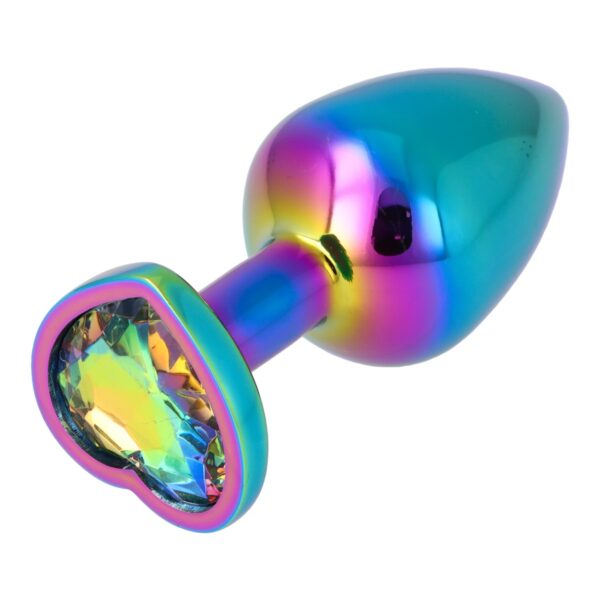 Pick&Love - No. 34 Rainbow Butt Plug With Heart Crystal Size M