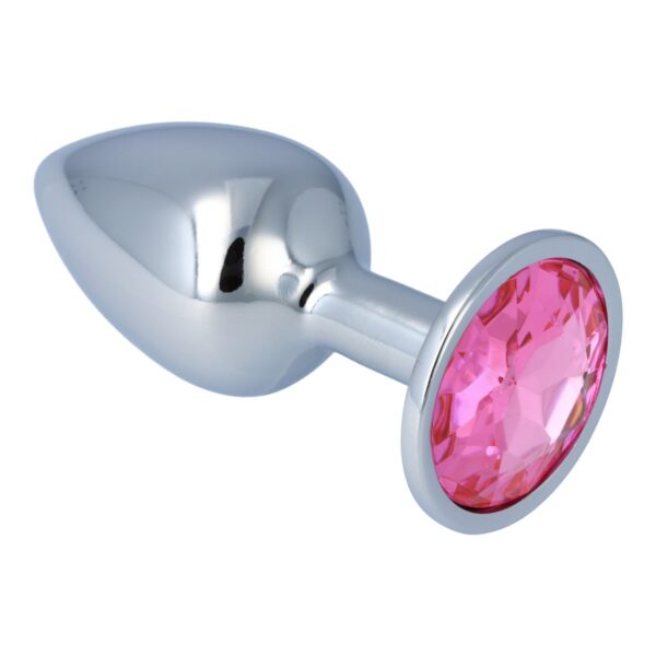 Pick&Love - No. 19 Silver Butt Plug With Pink Crystal Size S