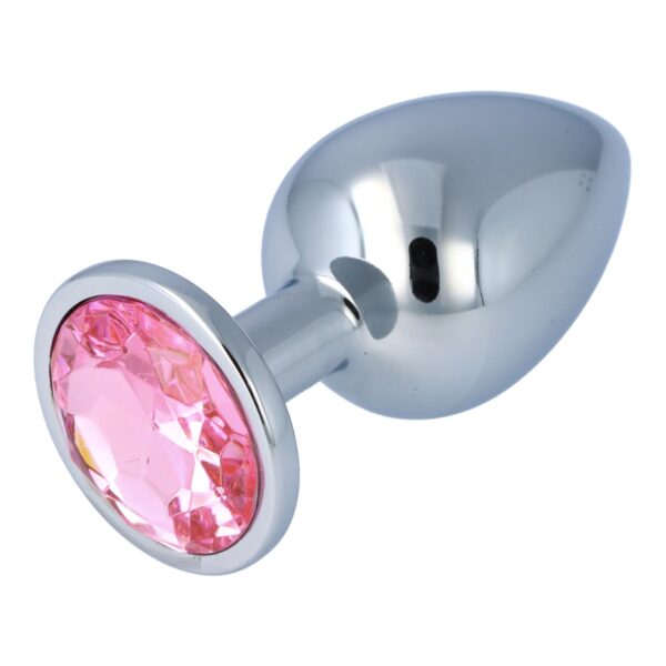 Pick&Love - No. 21 Silver Butt Plug With Pink Crystal Size L