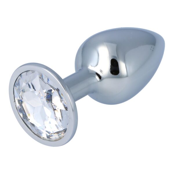 Pick&Love - No. 22 Silver Butt Plug With Clear Crystal Size S