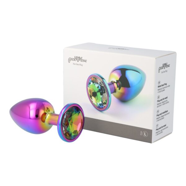 Pick&Love - No. 40 Rainbow Butt Plug With Multicolour Crystal Size L - Image 12