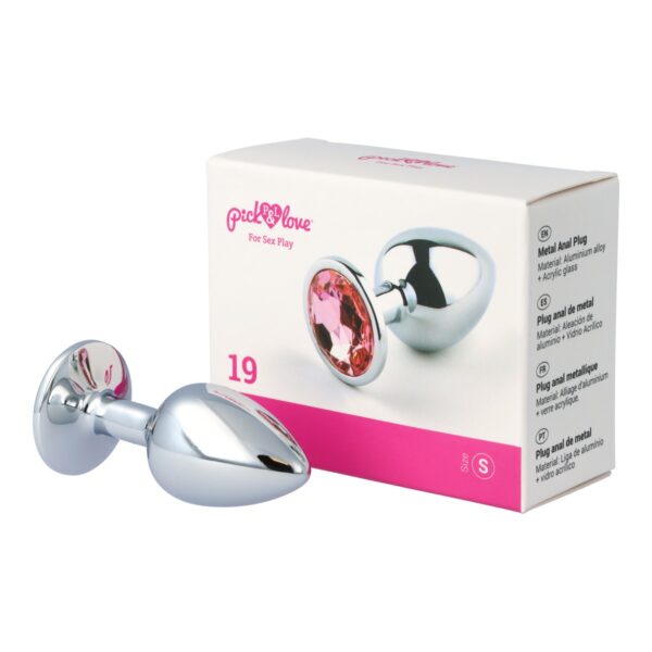 Pick&Love - No. 19 Silver Butt Plug With Pink Crystal Size S - Image 8