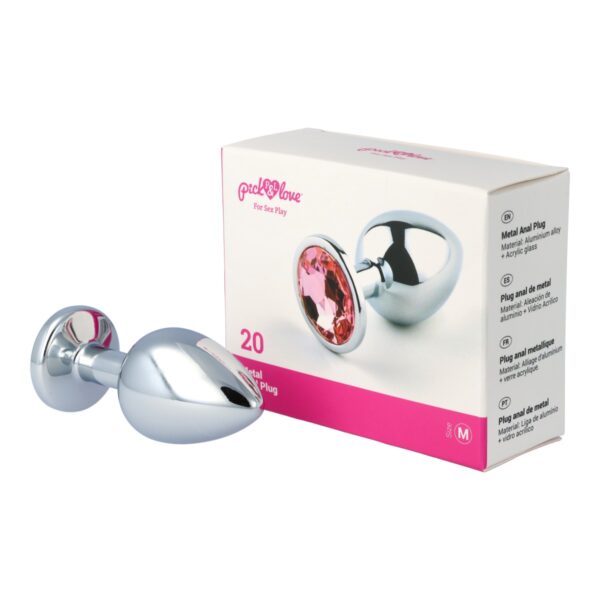 Pick&Love - No. 20 Silver Butt Plug With Pink Crystal Size M - Image 9