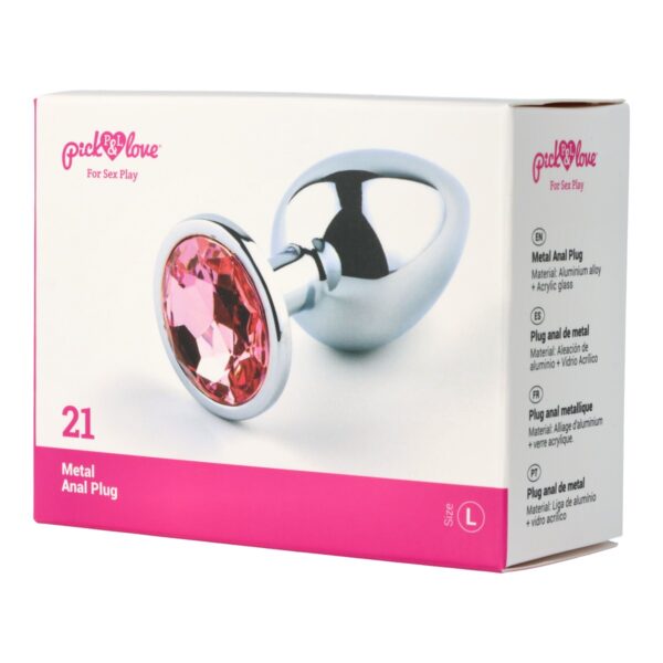 Pick&Love - No. 21 Silver Butt Plug With Pink Crystal Size L - Image 10