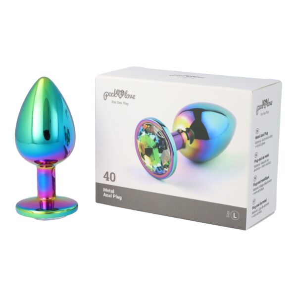 Pick&Love - No. 40 Rainbow Butt Plug With Multicolour Crystal Size L - Image 11