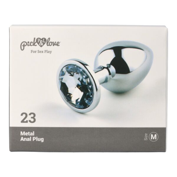 Pick&Love - No. 23 Silver Butt Plug With Clear Crystal Size M - Image 10