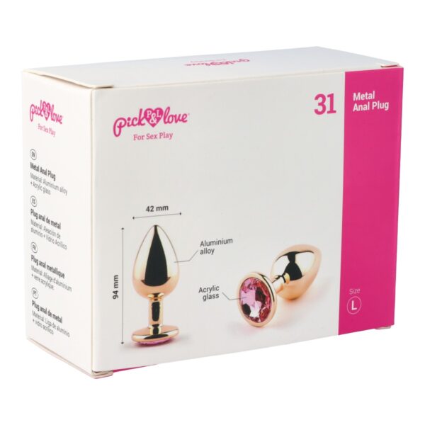 Pick&Love - No. 31 Rose Gold Butt Plug With Pink Crystal Size L - Image 10