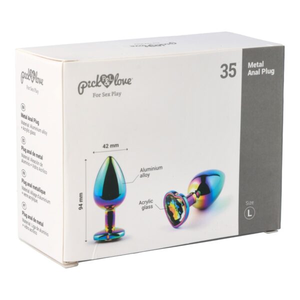 Pick&Love - No. 35 Rainbow Butt Plug With Heart Crystal Size L - Image 9