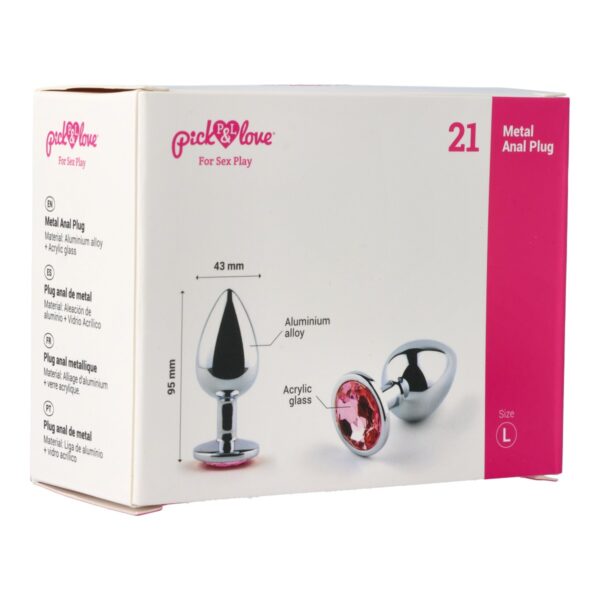 Pick&Love - No. 21 Silver Butt Plug With Pink Crystal Size L - Image 9