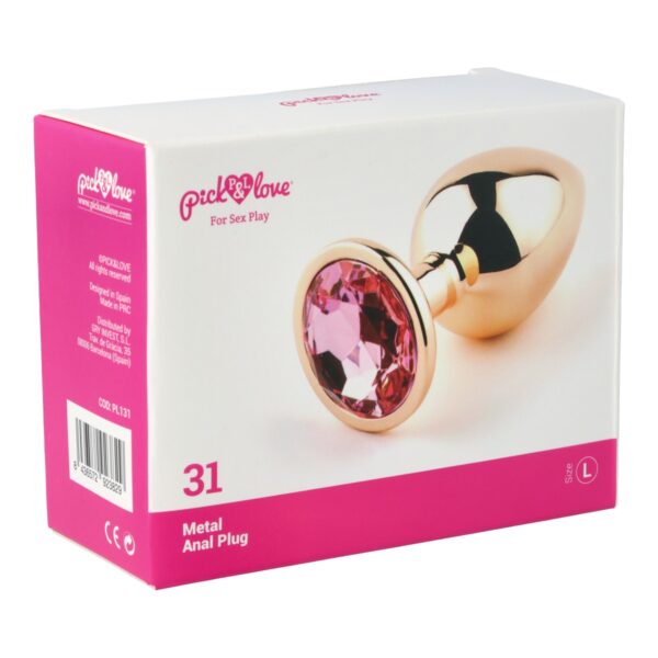 Pick&Love - No. 31 Rose Gold Butt Plug With Pink Crystal Size L - Image 8