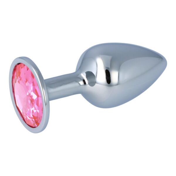 Pick&Love - No. 19 Silver Butt Plug With Pink Crystal Size S - Image 2