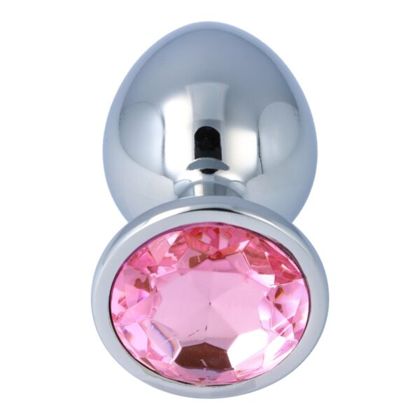 Pick&Love - No. 21 Silver Butt Plug With Pink Crystal Size L - Image 3