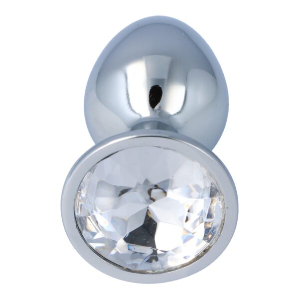 Pick&Love - No. 22 Silver Butt Plug With Clear Crystal Size S - Image 3