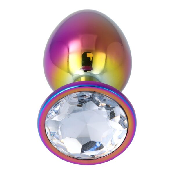 Pick&Love - No. 17 Rainbow Butt Plug With Clear Crystal Size L - Image 4