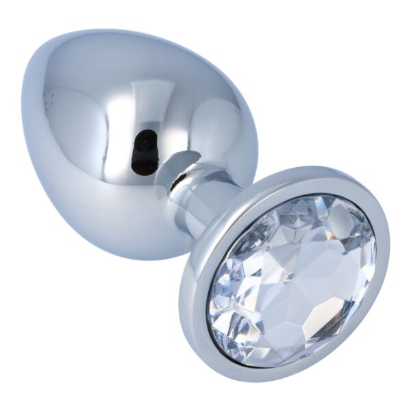 Pick&Love - No. 24 Silver Butt Plug With Clear Crystal Size L