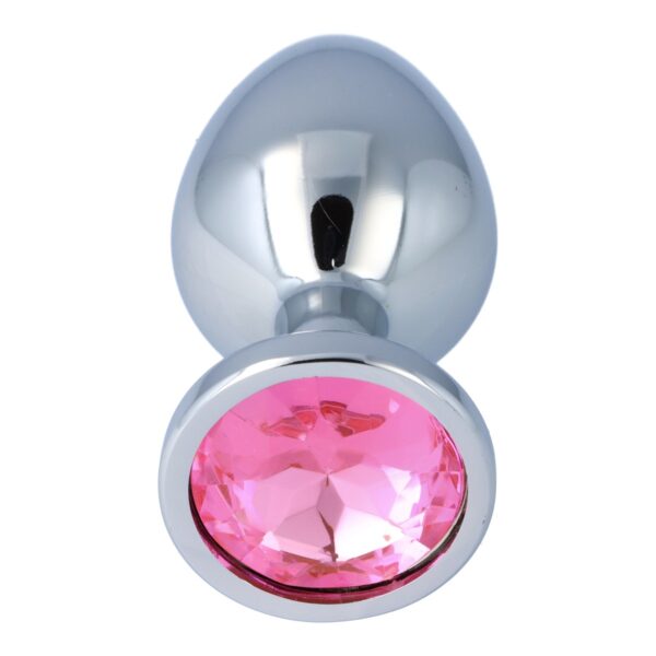 Pick&Love - No. 20 Silver Butt Plug With Pink Crystal Size M - Image 2