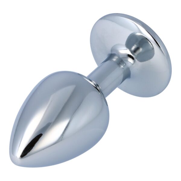 Pick&Love - No. 22 Silver Butt Plug With Clear Crystal Size S - Image 4