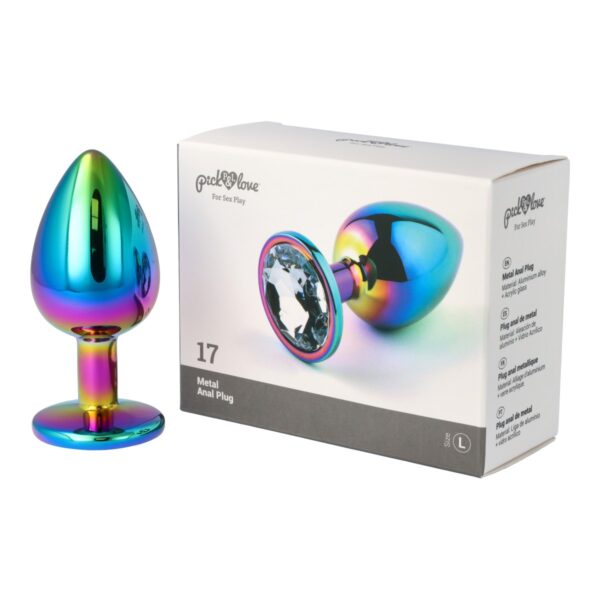 Pick&Love - No. 17 Rainbow Butt Plug With Clear Crystal Size L - Image 7