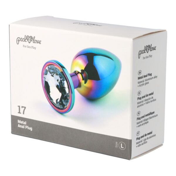 Pick&Love - No. 17 Rainbow Butt Plug With Clear Crystal Size L - Image 5