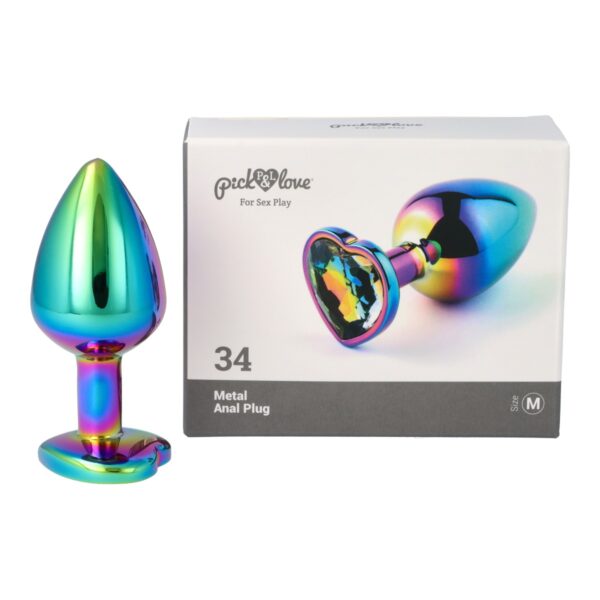 Pick&Love - No. 34 Rainbow Butt Plug With Heart Crystal Size M - Image 8