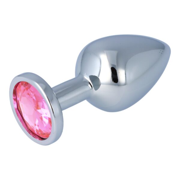 Pick&Love - No. 20 Silver Butt Plug With Pink Crystal Size M