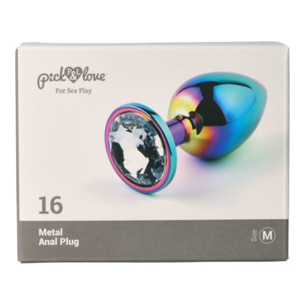 Pick&Love - No. 16 Rainbow Butt Plug With Clear Crystal Size M - Image 7