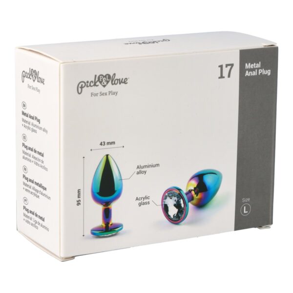 Pick&Love - No. 17 Rainbow Butt Plug With Clear Crystal Size L - Image 6