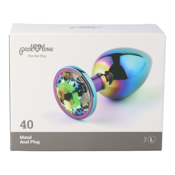 Pick&Love - No. 40 Rainbow Butt Plug With Multicolour Crystal Size L - Image 8