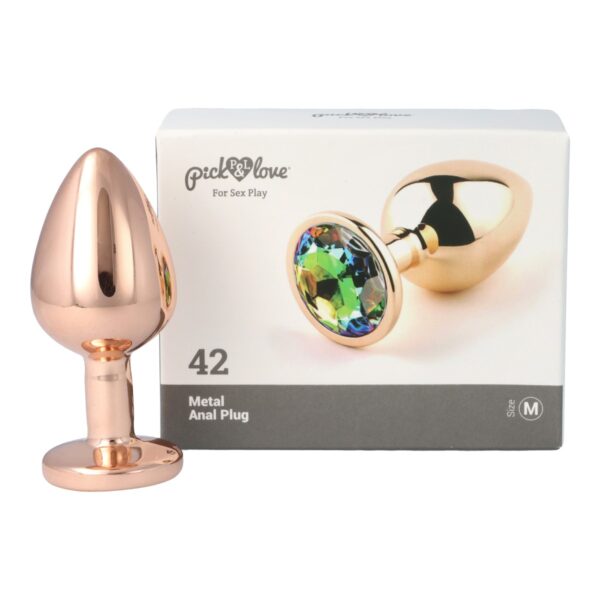 Pick&Love - No. 42 Rose Gold Butt Plug With Multicolour Crystal Size M - Image 7