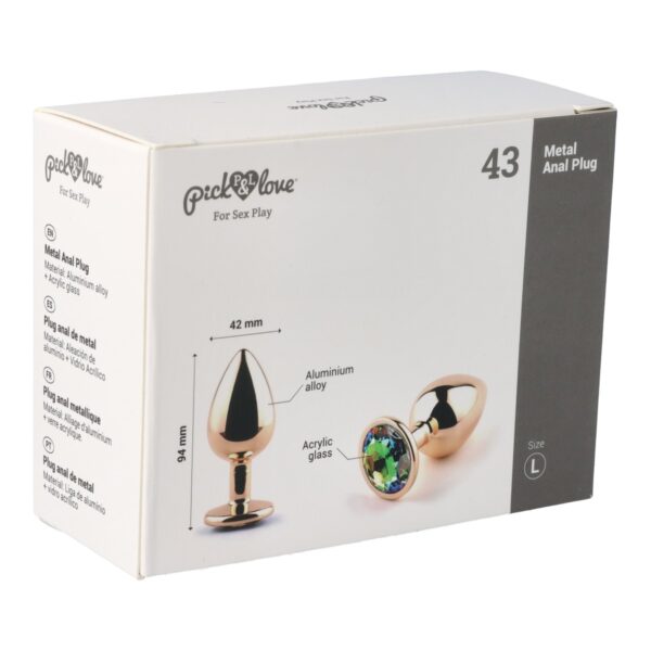 Pick&Love - No. 43 Rose Gold Butt Plug With Multicolour Crystal Size L - Image 7