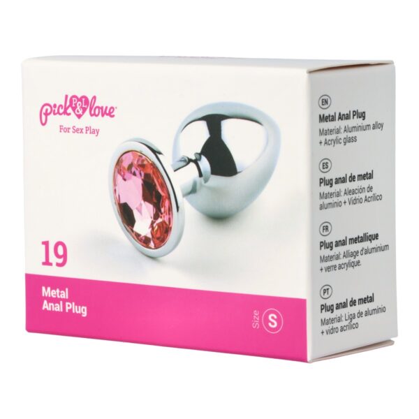 Pick&Love - No. 19 Silver Butt Plug With Pink Crystal Size S - Image 7