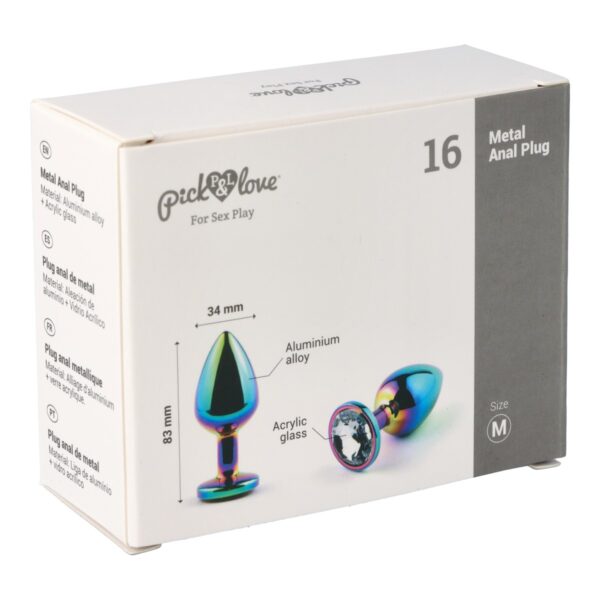 Pick&Love - No. 16 Rainbow Butt Plug With Clear Crystal Size M - Image 6