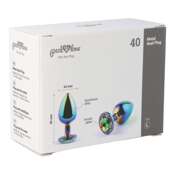 Pick&Love - No. 40 Rainbow Butt Plug With Multicolour Crystal Size L - Image 9