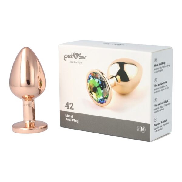 Pick&Love - No. 42 Rose Gold Butt Plug With Multicolour Crystal Size M - Image 8