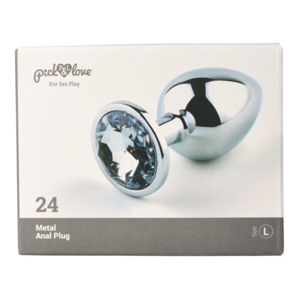 Pick&Love - No. 24 Silver Butt Plug With Clear Crystal Size L - Image 8