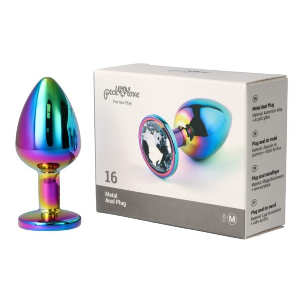 Pick&Love - No. 16 Rainbow Butt Plug With Clear Crystal Size M - Image 8