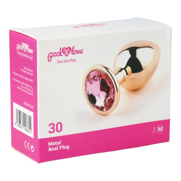 Pick&Love - No. 30 Rose Gold Butt Plug With Pink Crystal Size M - Image 8