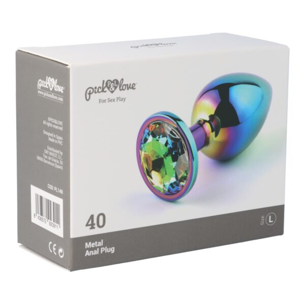 Pick&Love - No. 40 Rainbow Butt Plug With Multicolour Crystal Size L - Image 10