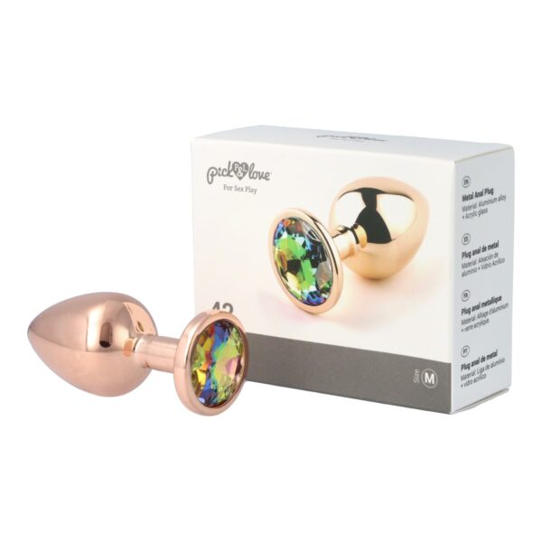 Pick&Love - No. 42 Rose Gold Butt Plug With Multicolour Crystal Size M - Image 9