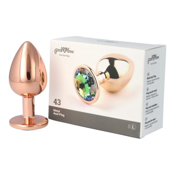 Pick&Love - No. 43 Rose Gold Butt Plug With Multicolour Crystal Size L - Image 9