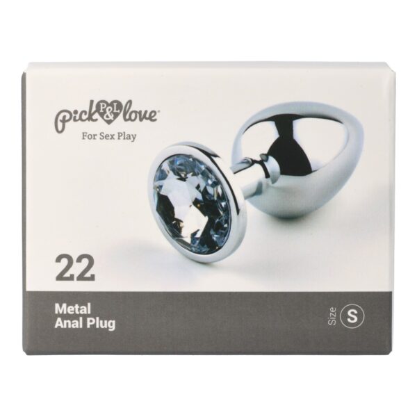 Pick&Love - No. 22 Silver Butt Plug With Clear Crystal Size S - Image 9